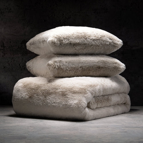 LUXOME Faux Fur Blanket and Pillow Bundle