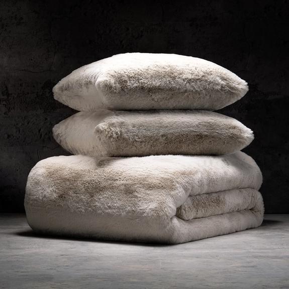 LUXOME Faux Fur Blanket and Pillow Bundle